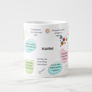 Caneca De Café Grande Afirmações de Costura para Artesãos Citações de