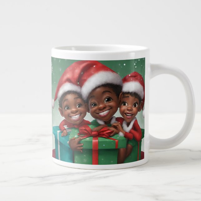 Caneca De Café Grande African American Christmas Elf Specialty Mug (Direita)