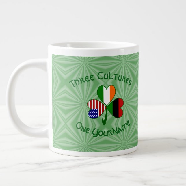 Caneca De Café Grande Afro Diáspora - Irlandês Americano Shamrock Pessoa (Esquerda)
