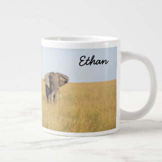 Caneca De Café Grande Afro-elefante Personalizar Nome Seriamente