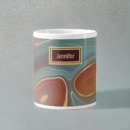 Caneca De Café Grande Agate Marble Strata - Água enferrujada com ferruge