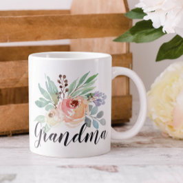 Caneca De Café Grande Agrandada Floral Aquarela