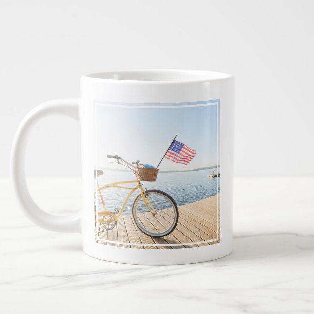 Caneca De Café Grande Água | Bicicleta Pelo lago (Esquerda)