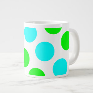 Caneca De Café Grande Água Cal e Pontos Brancos Polka