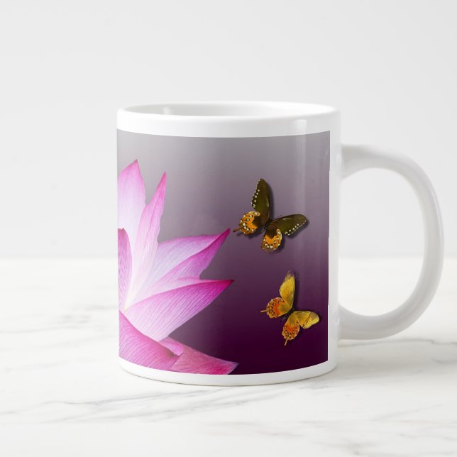Caneca De Café Grande Água Lily e Borboletas (Direita)