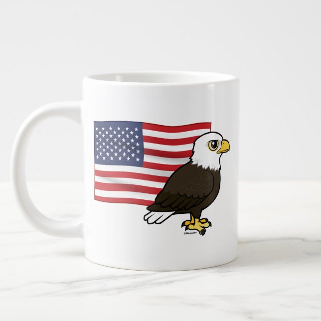 Caneca De Café Grande Águia Bald Patriótica (Esquerda)