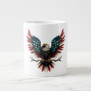 Caneca De Café Grande Águia-careca americana/patriótica russa