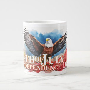 Caneca De Café Grande Águia do 4 de julho - Design de Arte Patriótica
