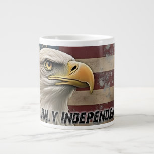 Caneca De Café Grande Águia Majestosa & Bandeira – Espírito de Liberdade