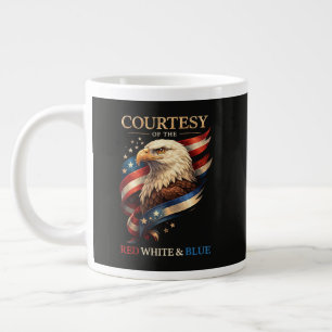 Caneca De Café Grande Águia Patriótica Vermelha Branca e Azul Vintage