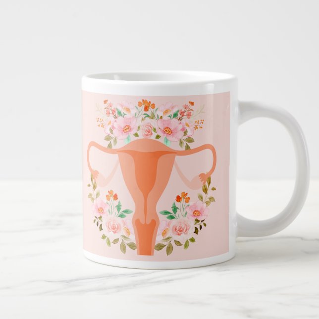 Caneca De Café Grande Agulha Floral (Peach) (Direita)