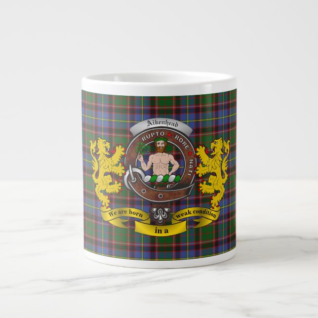 Caneca De Café Grande Aikenhead Clan Crachá & Tartan Jumbo Mug (Frente)