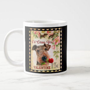 Caneca De Café Grande Airedale terrier Vintage Namorados Cachorro com Ro