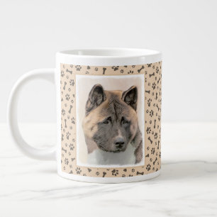 Caneca De Café Grande Akita Painting - Bela Arte Canina Original