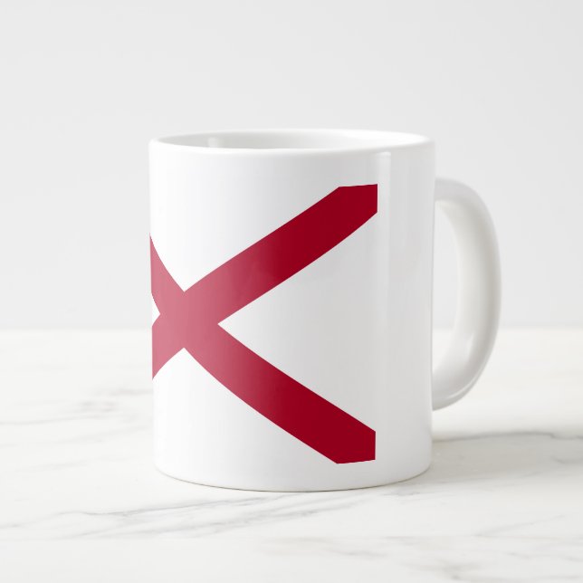 Caneca De Café Grande Alabama: Rua Andrew Crimson Cross Flag (Frente Esquerda)