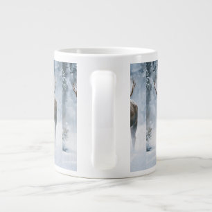 Caneca De Café Grande Alce Macho Caminhando pela Neve Boreal