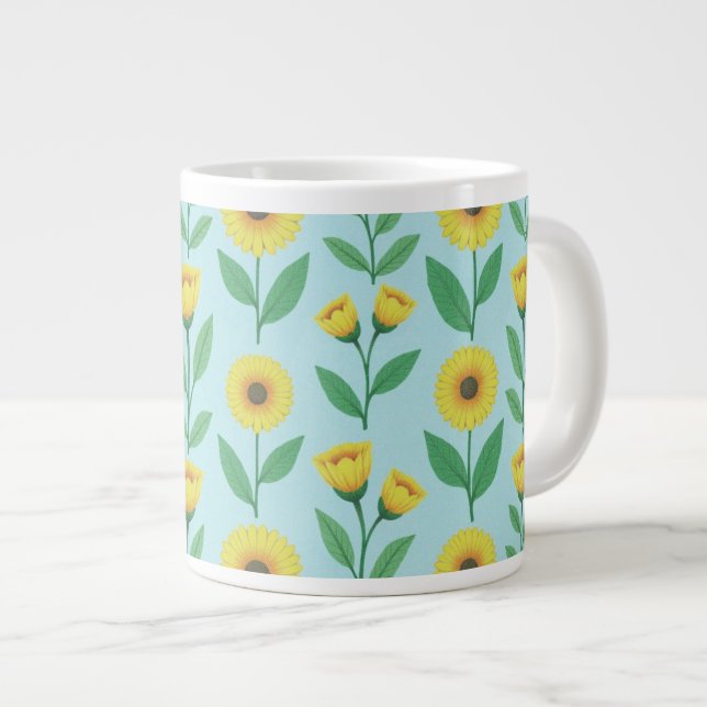 Caneca De Café Grande Alegria Caprichosa em Flor (Frente Esquerda)