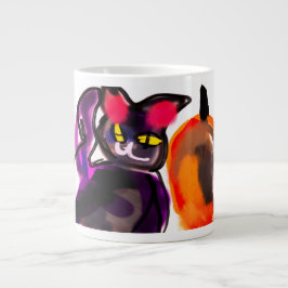 Caneca De Café Grande Alegria de abóbora de gato preto