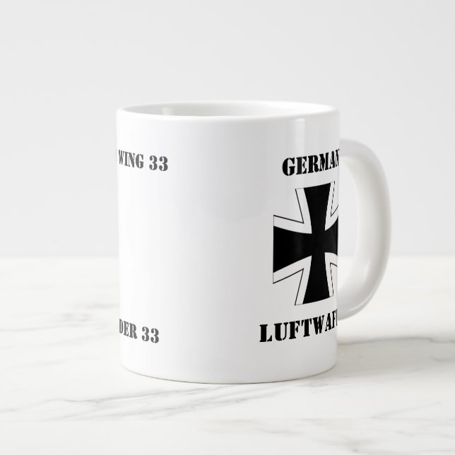 Caneca De Café Grande Alemã Luftwaffe Jagdbombergeschwader 33 Mug (Frente Esquerda)