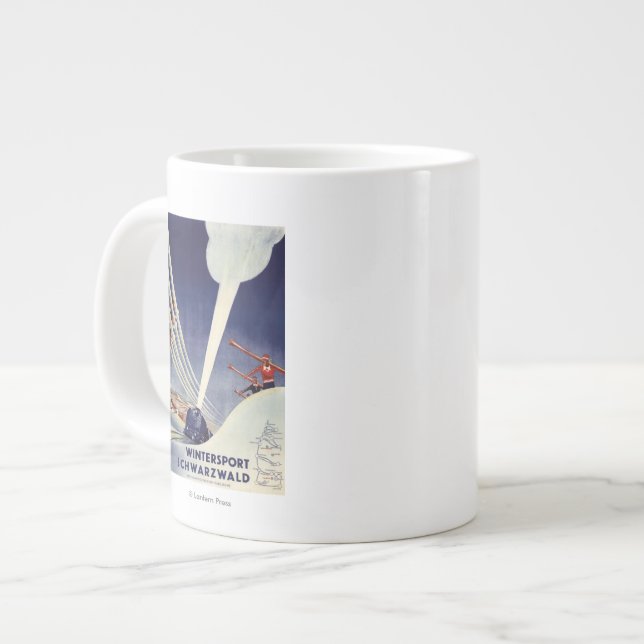 Caneca De Café Grande Alemanha - Esqui na Floresta Negra (Frente Esquerda)