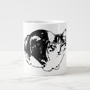 Caneca De Café Grande Alerta Tabby Cat Tinta Retrato Mug