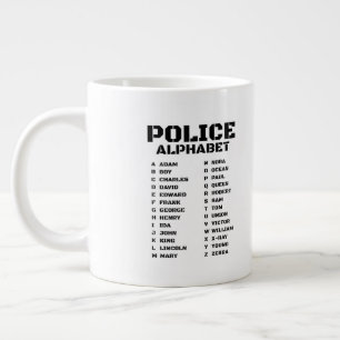 Caneca De Café Grande Alfabeto Policial de Adam a Zebra