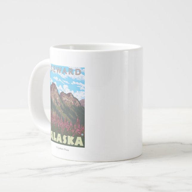 Caneca De Café Grande Algas-de-vento e montanhas-de-cheiro, Alasca (Frente Esquerda)