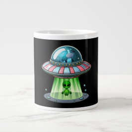 Caneca De Café Grande Alienígena Abduzindo Vaca