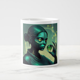 Caneca De Café Grande Alienígena Dama Mantém Objeto De Vidro Transparent