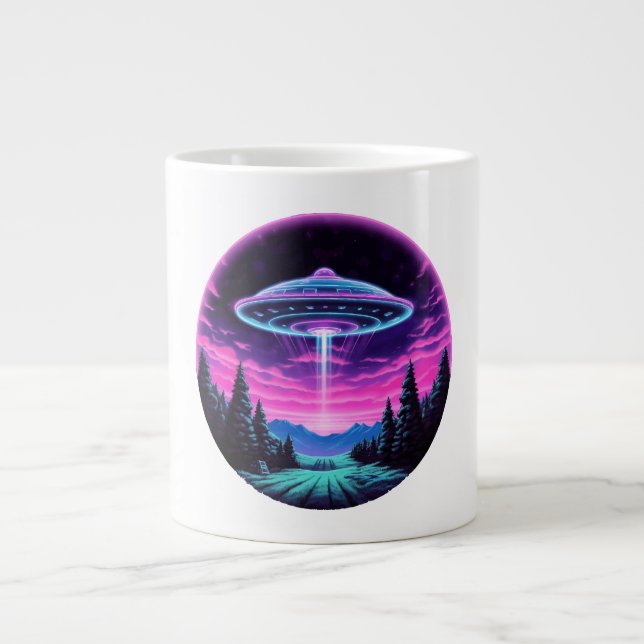Caneca De Café Grande Alienígena Espacial Retrofuturista (Frente)