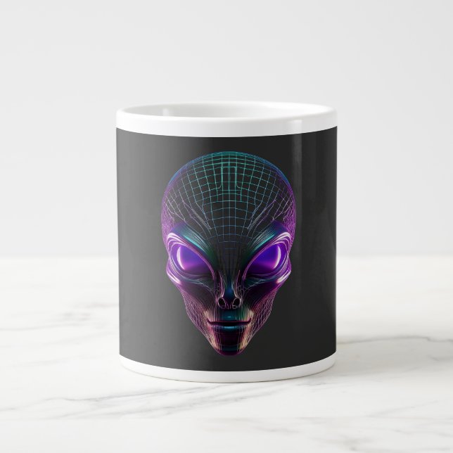 Caneca De Café Grande Alienígena Roxo Com Olhos Luminosos (Frente)