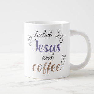 Caneca De Café Grande Alimentado por Jesus e café