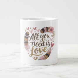 Caneca De Café Grande All You Need Is Love – A Gentle Boho Whisper