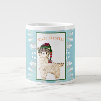 Caneca De Café Grande Alpaca-branca com chapéu festivo