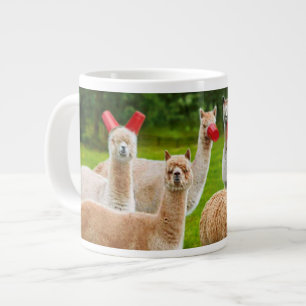 Caneca De Café Grande Alpacas com Copas Vermelhas