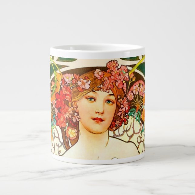 Caneca De Café Grande Alphonse Mucha Art Nouveau Daydre (Frente)