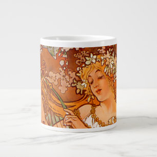 Caneca De Café Grande Alphonse Mucha Art Nouveau Primavera