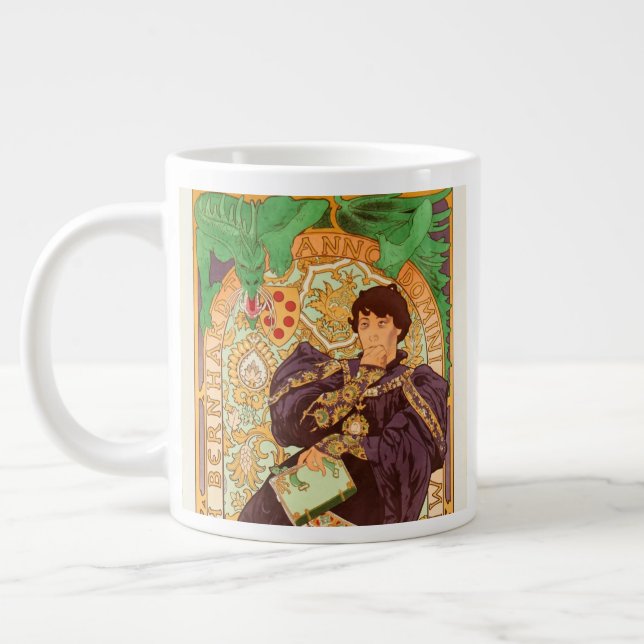 Caneca De Café Grande Alphonse Mucha Prince e Dragon (Esquerda)