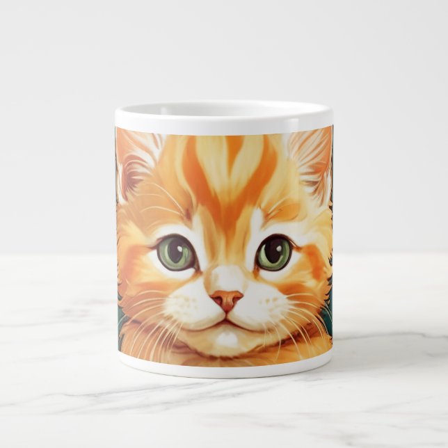 Caneca De Café Grande Alphonse Mucha Style Orange Cat (Frente)