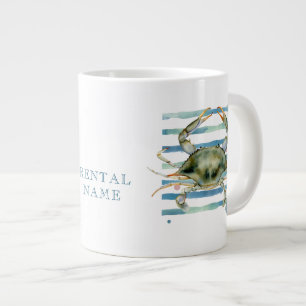 CANECA DE CAFÉ GRANDE ALUGUEL TEMPORADA CARANGUEJO AZUL AQUARELA