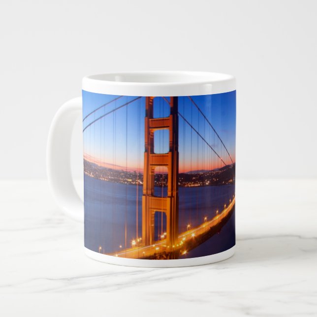 Caneca De Café Grande Amanhecer sobre São Francisco e Ponte Ouro. (Frente Esquerda)