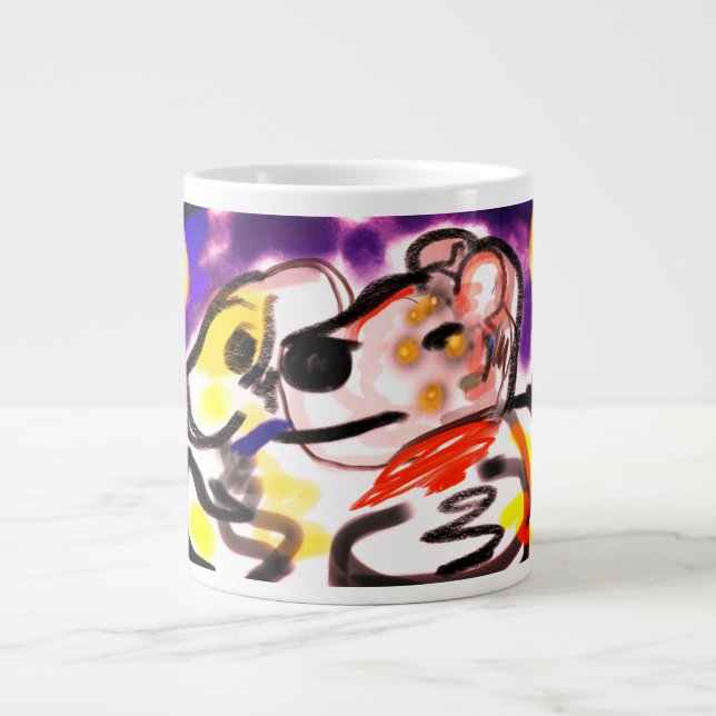 Caneca De Café Grande Amante de cães à noite (Frente)