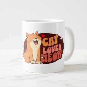 Caneca De Café Grande Amante de Gatos Meow - gato laranja