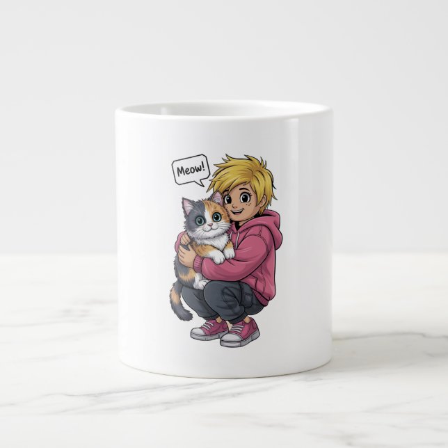 Caneca De Café Grande Amantes de gatos (Frente)