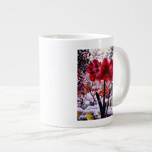 Caneca De Café Grande Amaryllis pela janela da neve