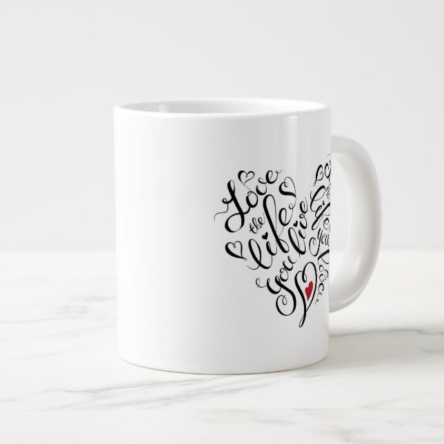 Caneca De Café Grande Ame A Vida Que Você Vive (Frente Esquerda)