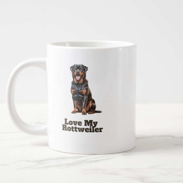 Caneca De Café Grande "Ame Meu Rottweiler (Esquerda)