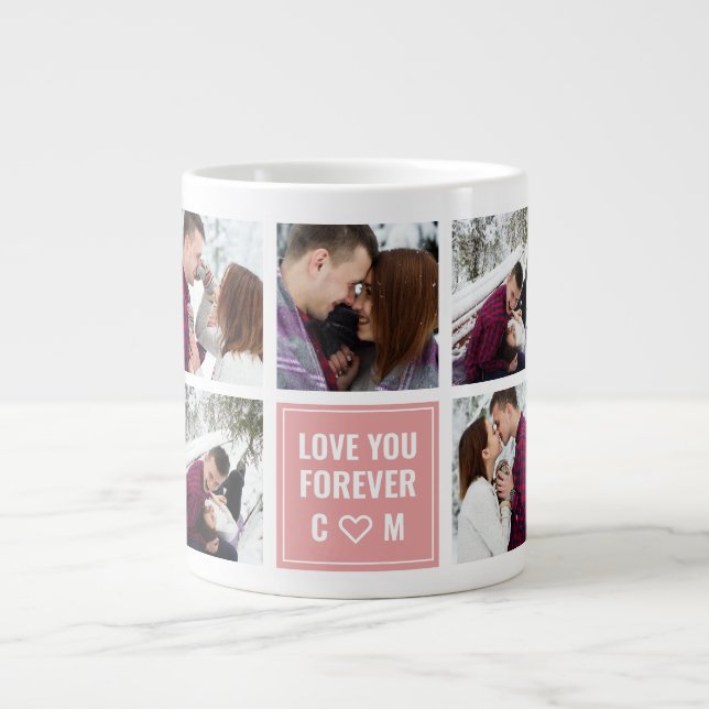 Caneca De Café Grande Ame Você Para Sempre Casais Foto Personalizada (Frente)