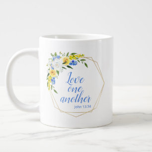 Caneca De Café Grande Amem uns aos outros Floral