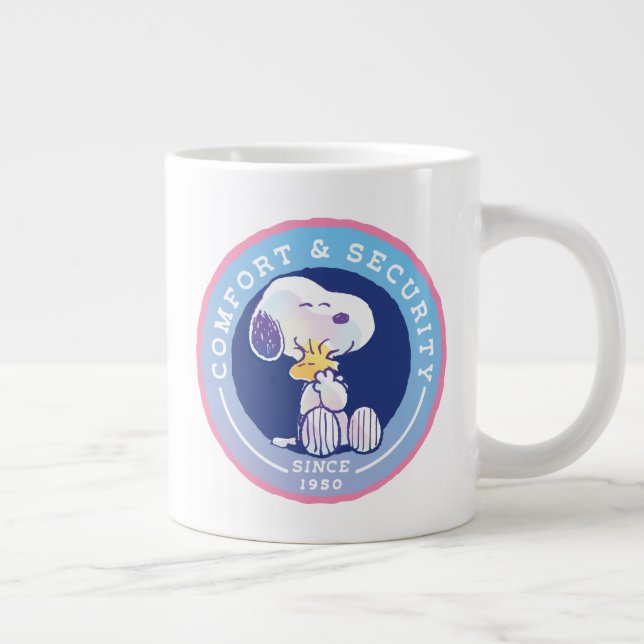 Caneca De Café Grande Amendoins | Crachá de conforto e segurança azul (Direita)